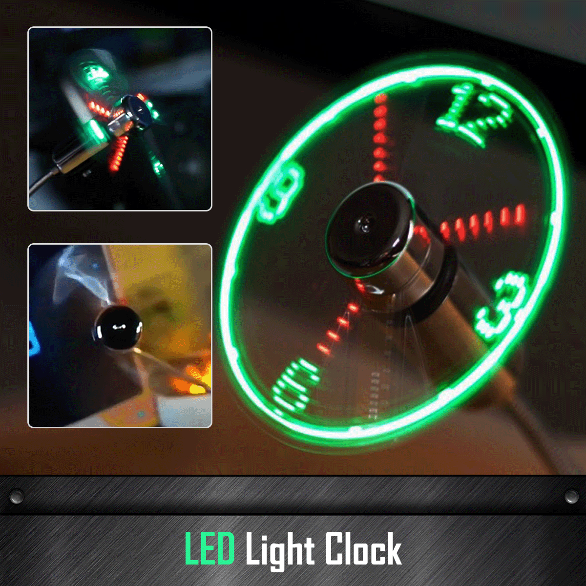 LED clock displayed on fan blades