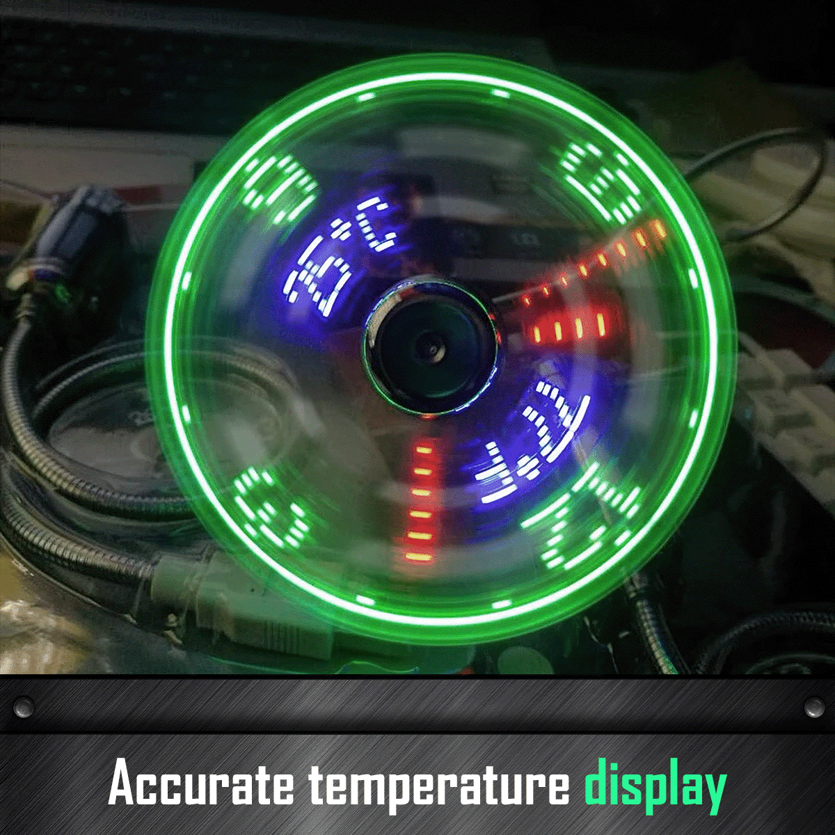 Temperature display on fan