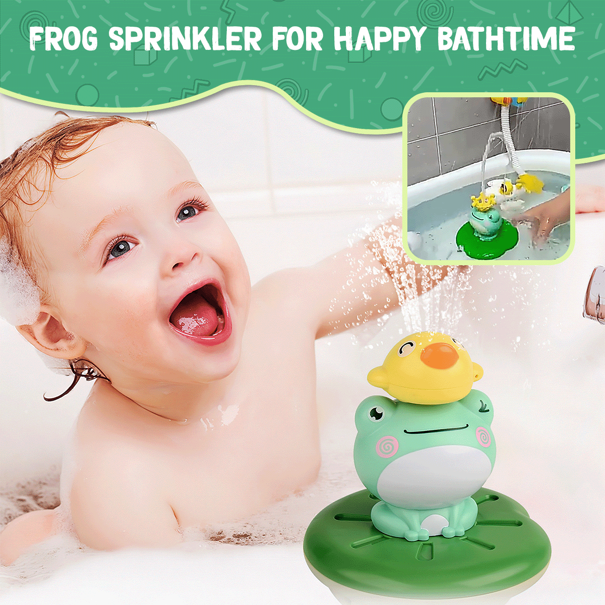 Frog Sprinkler Bath Toy spraying water