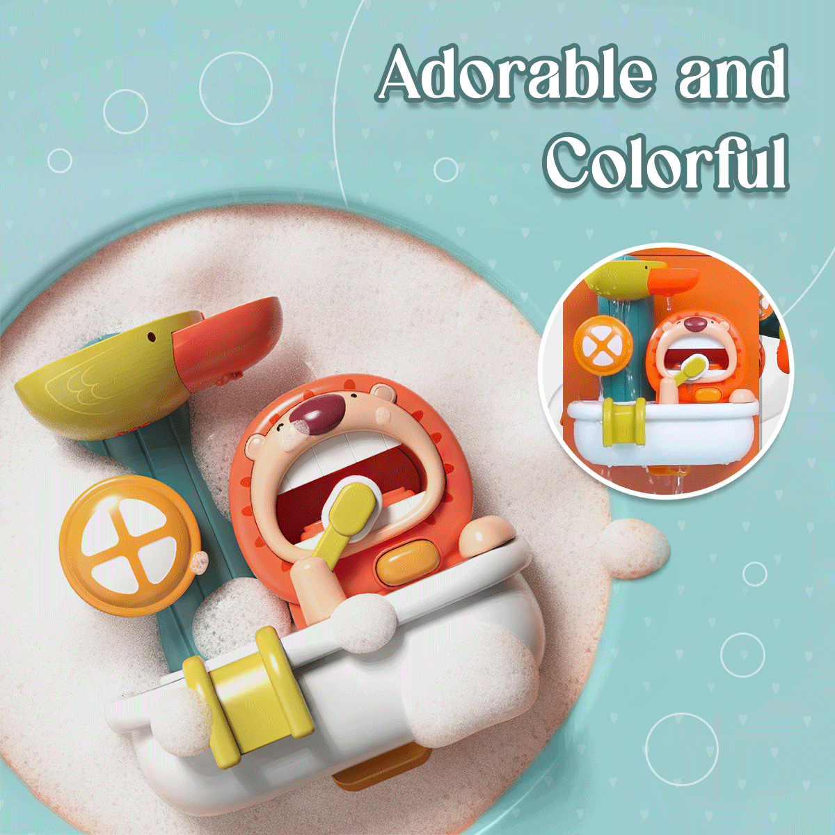 Colorful cartoon bath toys gif