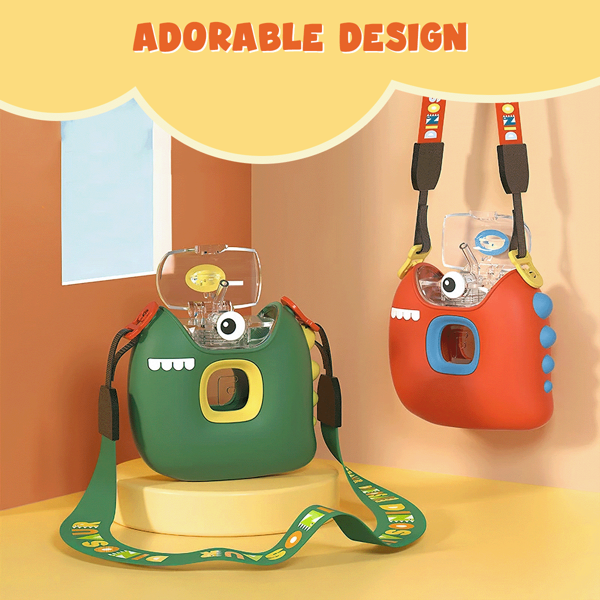 Colorful dinosaur water bottle