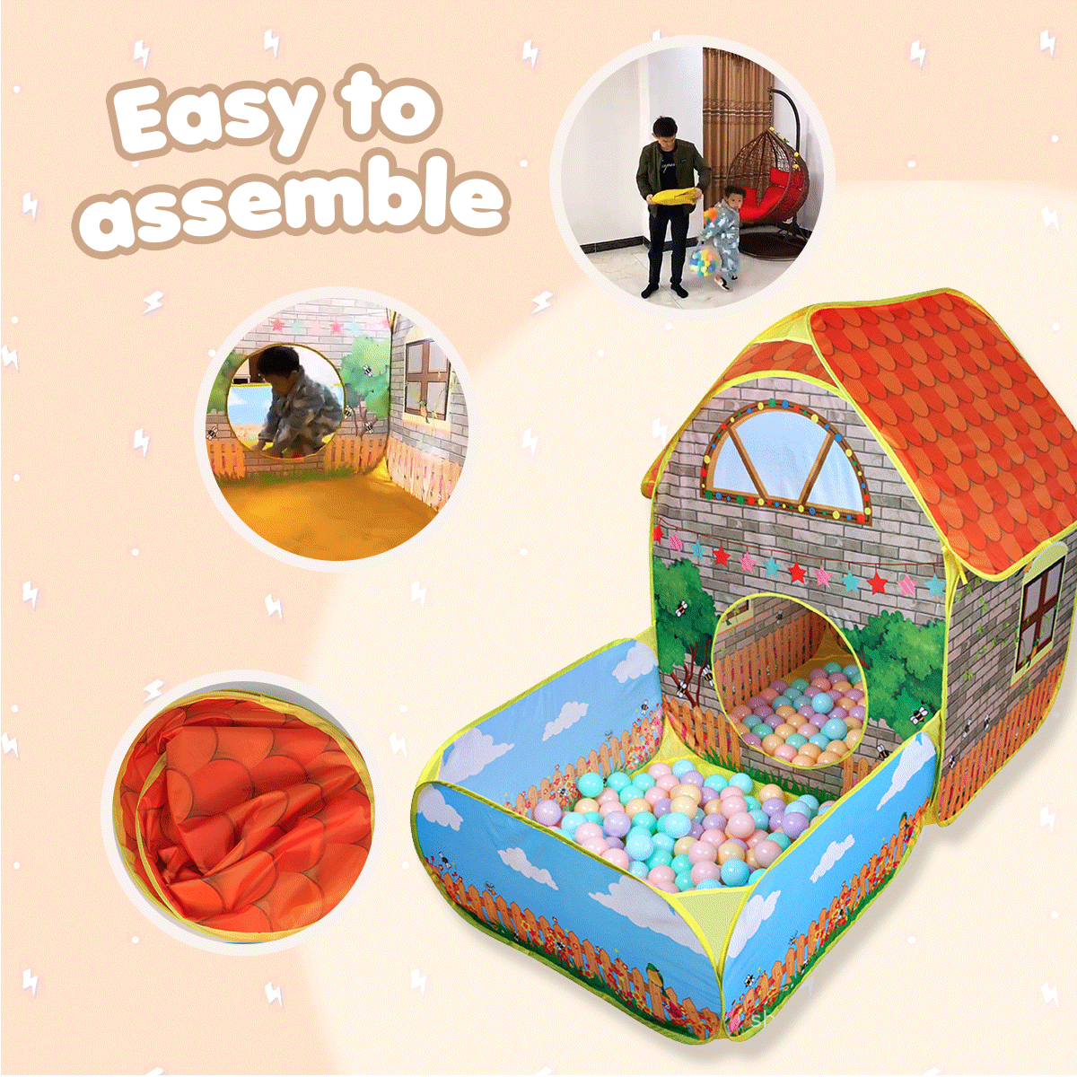 Easy assembly playhouse tent