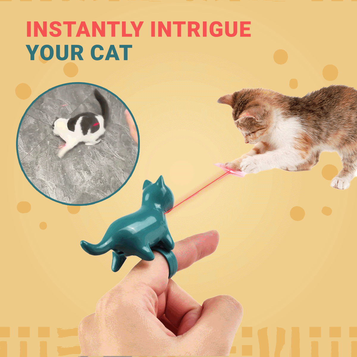 Cat pouncing on red laser dot