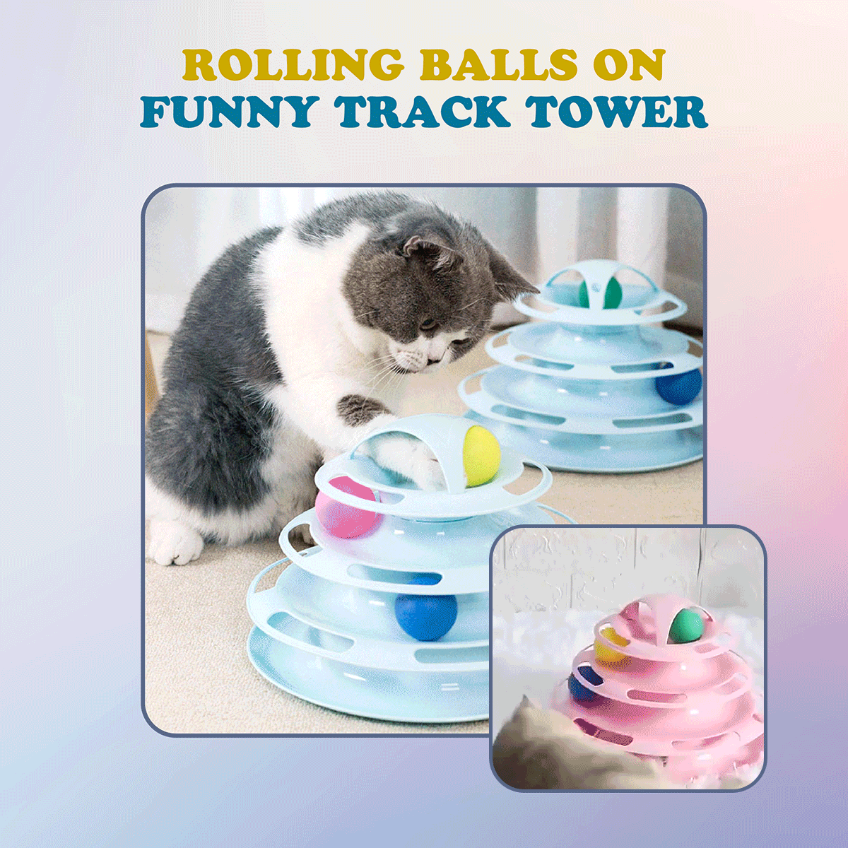 Cat toy turntable tower in action