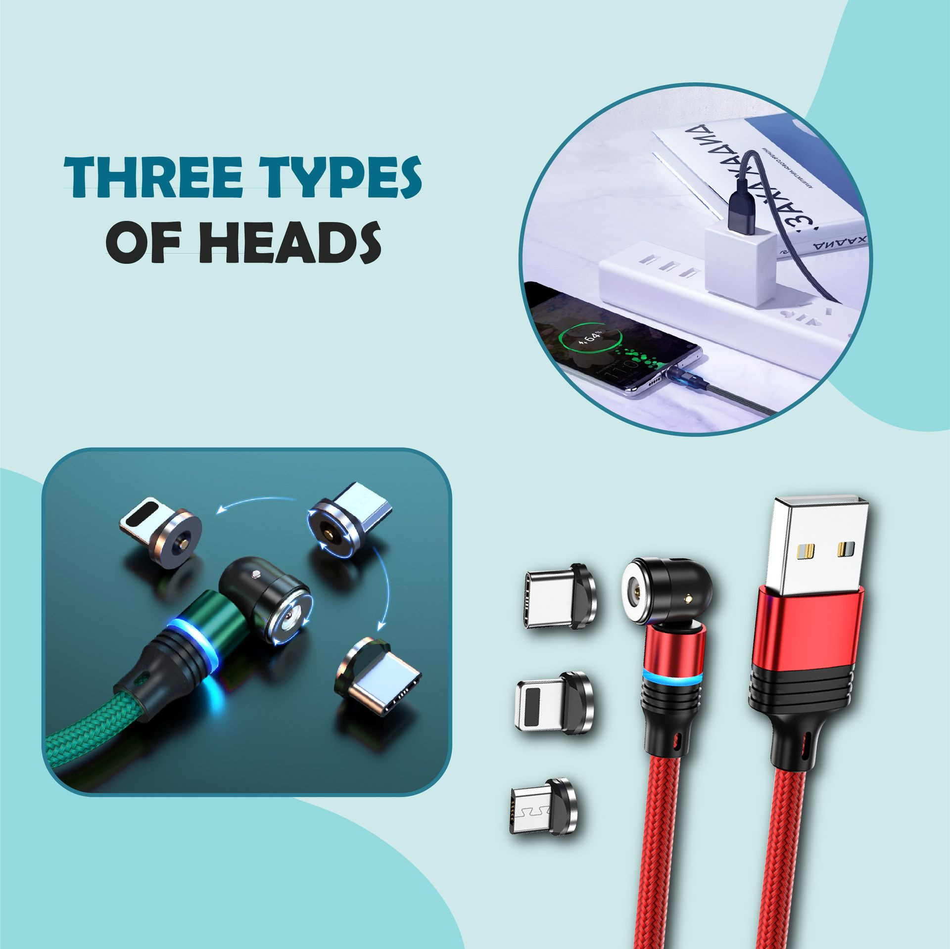 Three charging heads