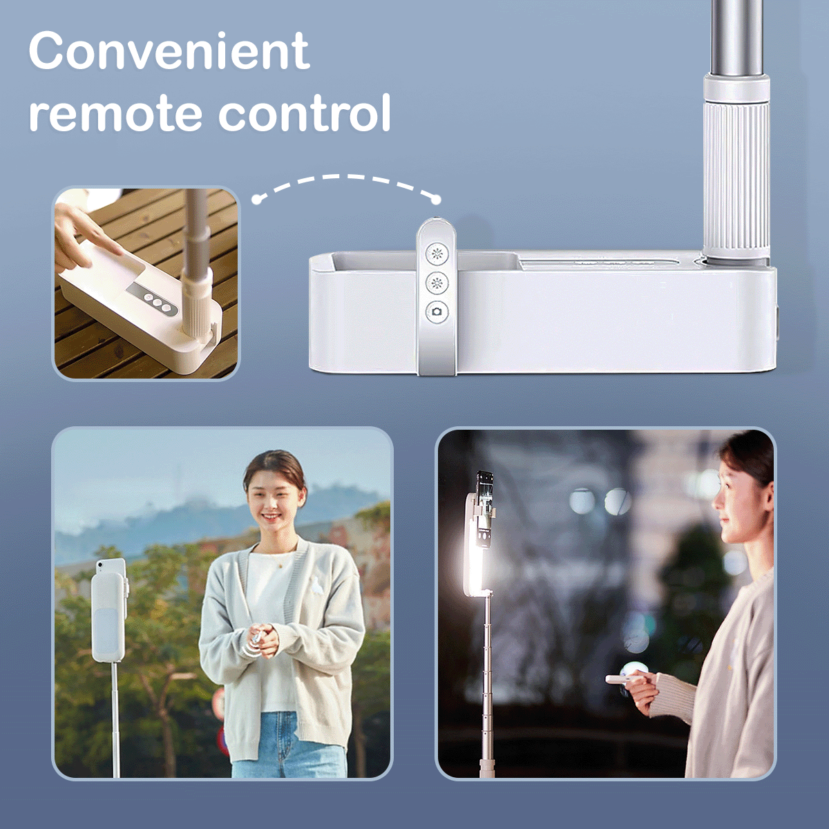 Remote control selfie stick