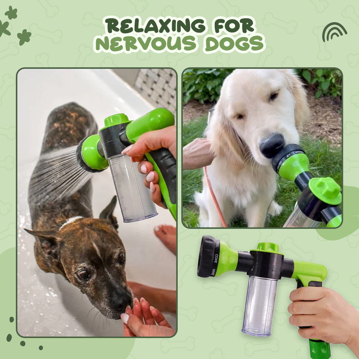Relaxed dog during bath