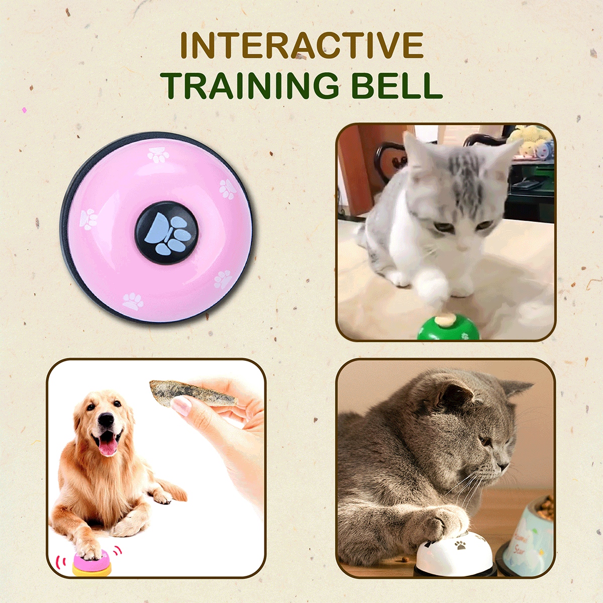 Pet training bell in use