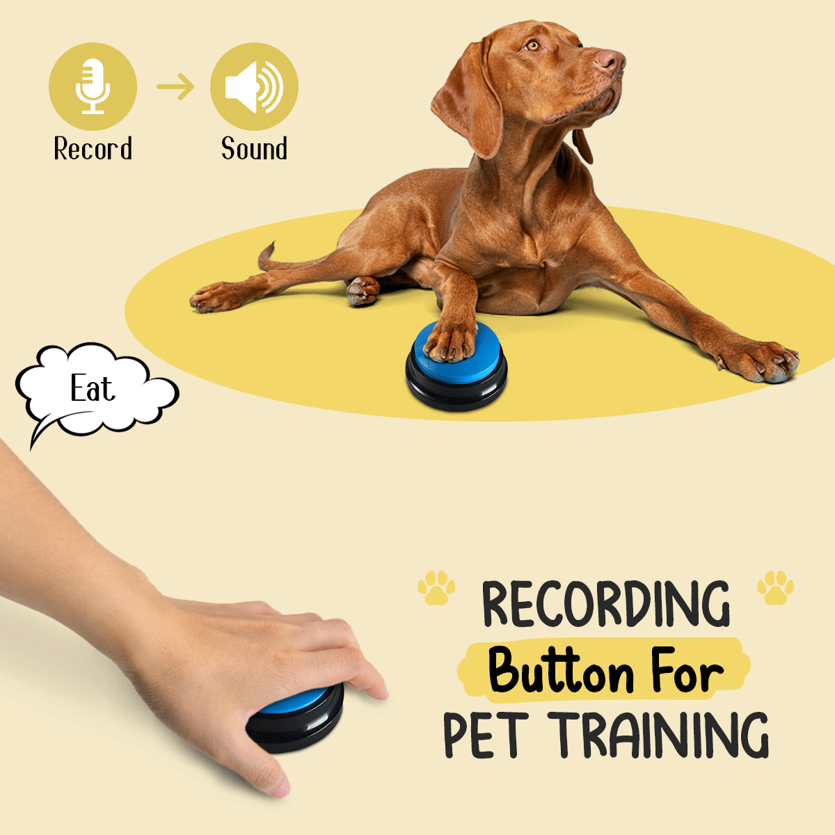 Voice recording button for pet training