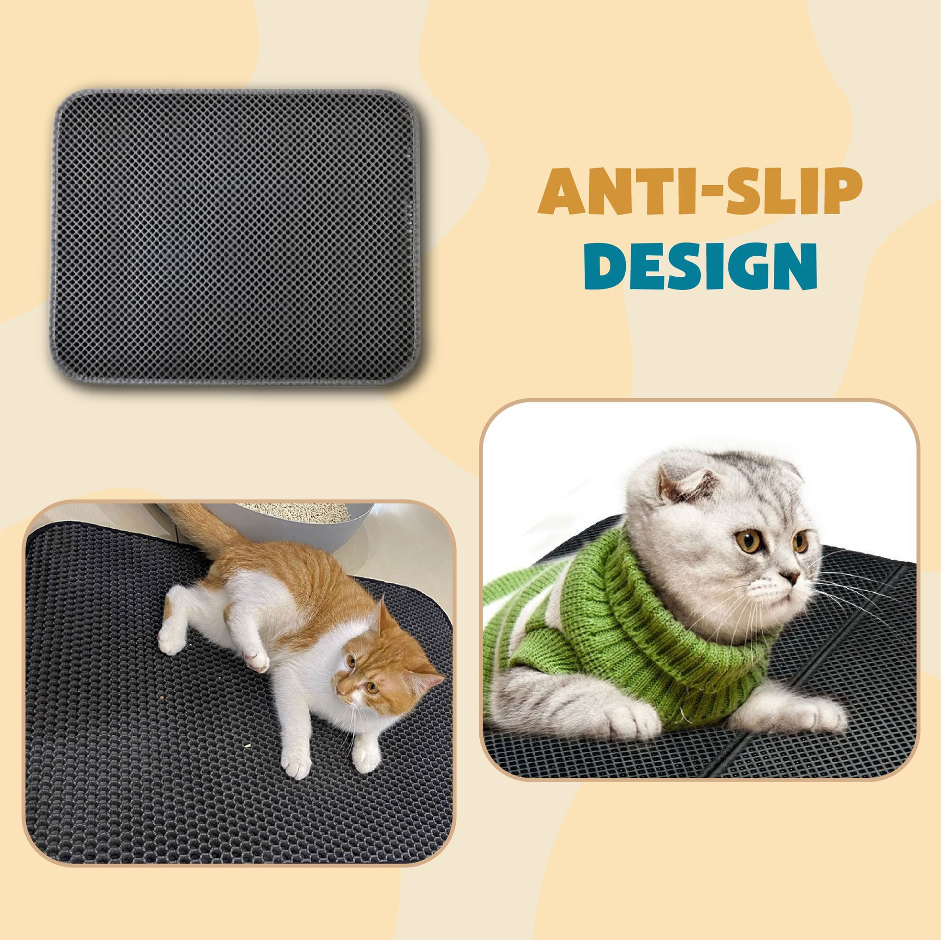Non-slip cat litter mat