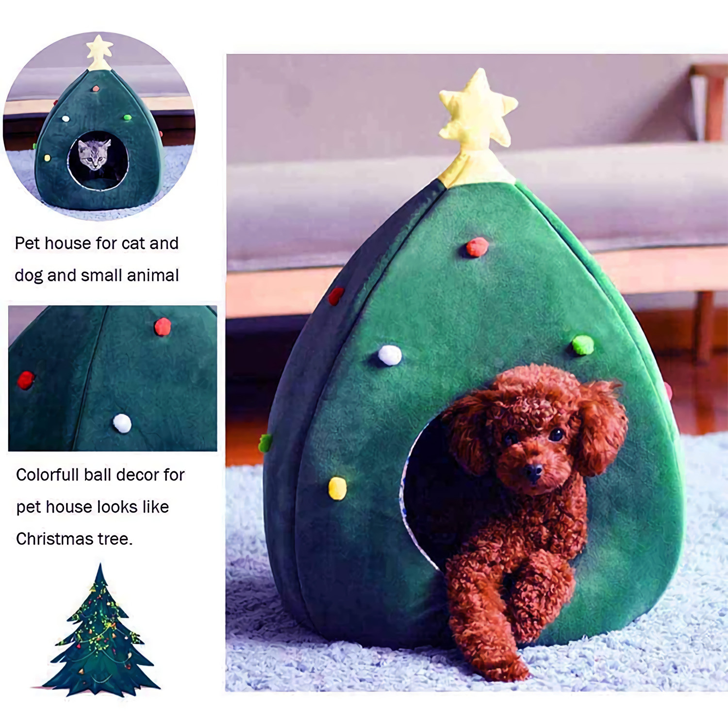 Christmas Tree Cat Bed Image 4