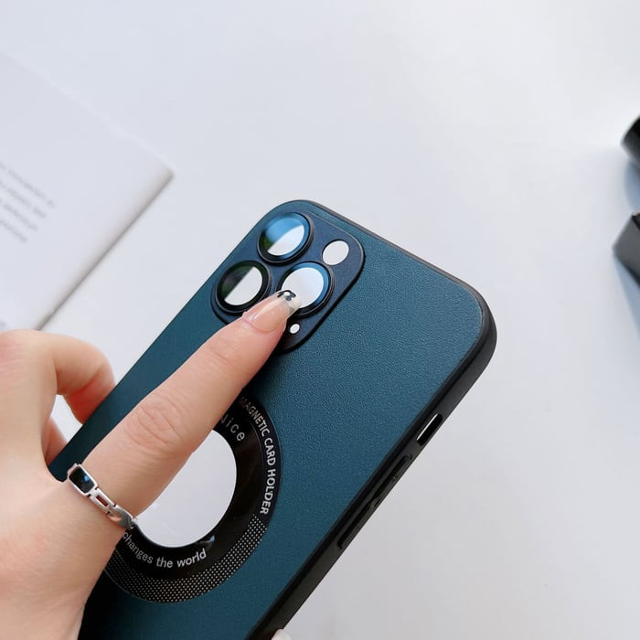 Leather Magnetic Charging Case angled view