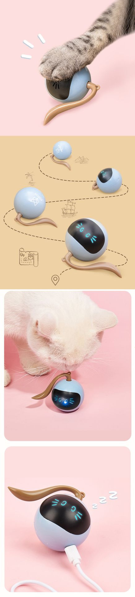 Cat Playing with Rolling Ball Toy