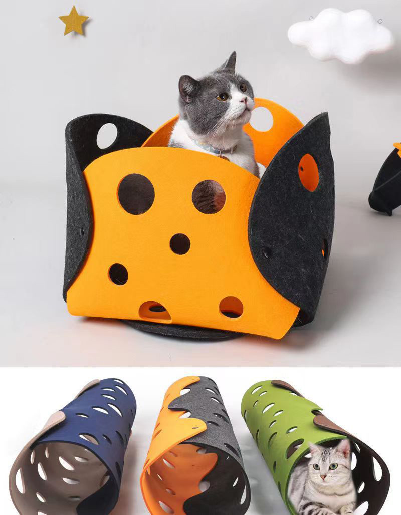 Folded cat tunnel for easy storage