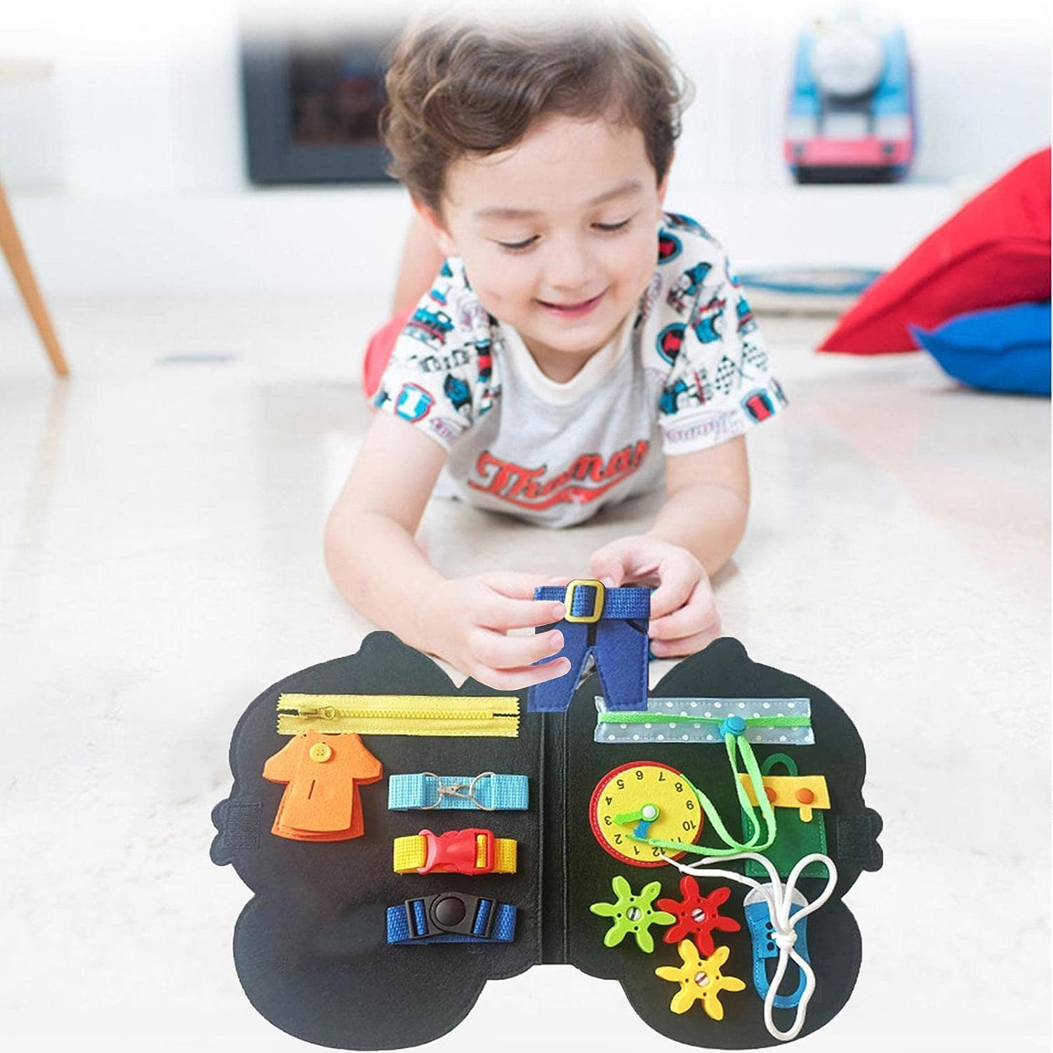 Montessori Dino Animals Busy Board front view