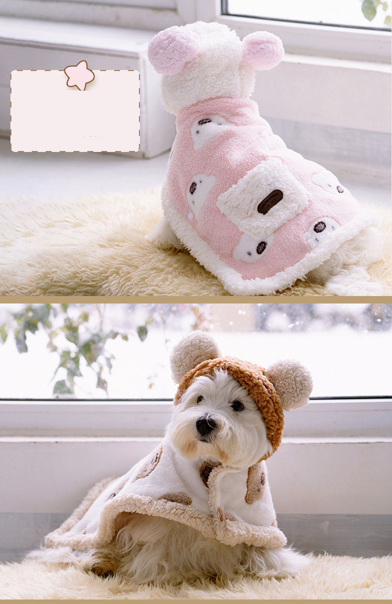 Warm Thickened Flannel Hooded Pet Cloth Image 4