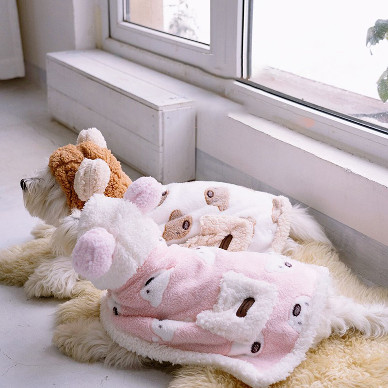 Warm Thickened Flannel Hooded Pet Cloth Image 3