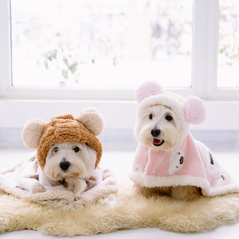 Warm Thickened Flannel Hooded Pet Cloth Image 1