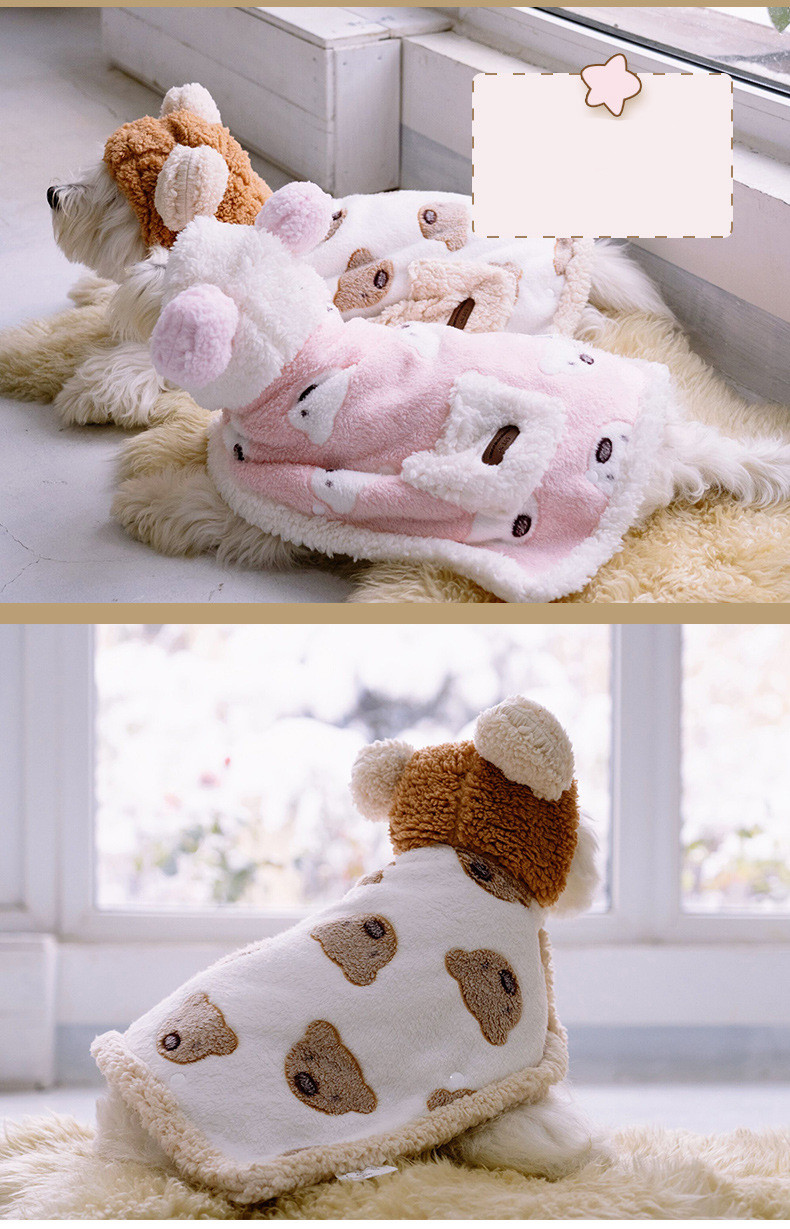 Warm Thickened Flannel Hooded Pet Cloth Image 5