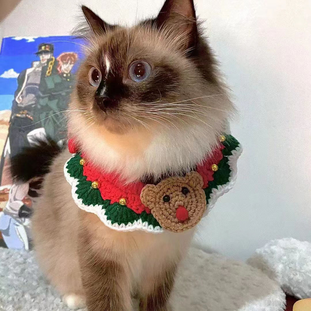 Christmas Pet Bib with Bow Collar
