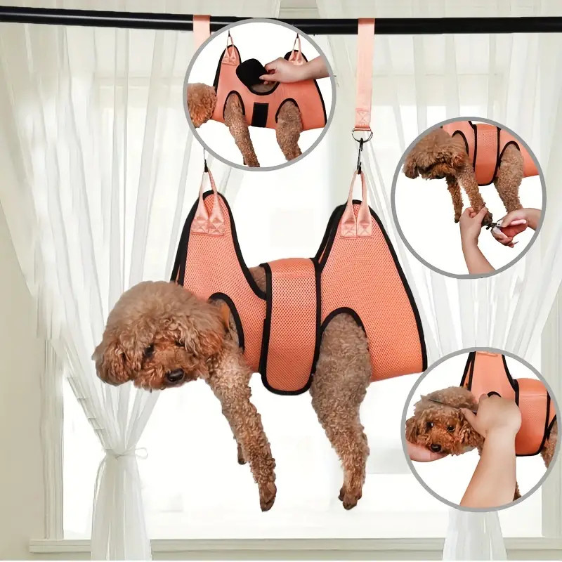 Pet Grooming Hammock hanging with dog