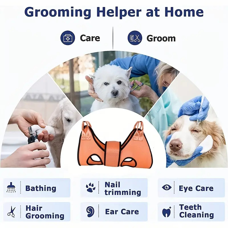 Pet grooming hammock material close-up