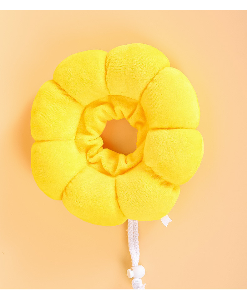 Happy cat with sunflower collar