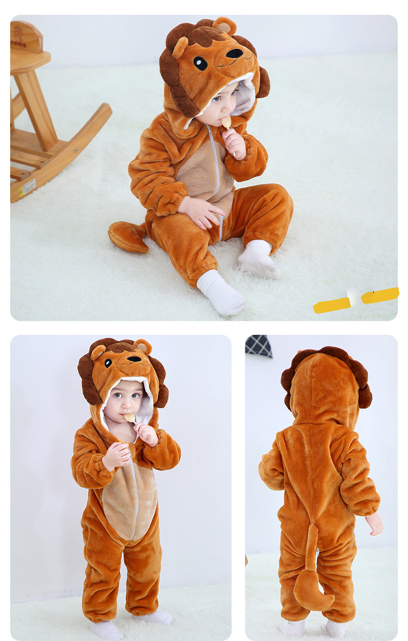 Cartoon animal baby romper front view
