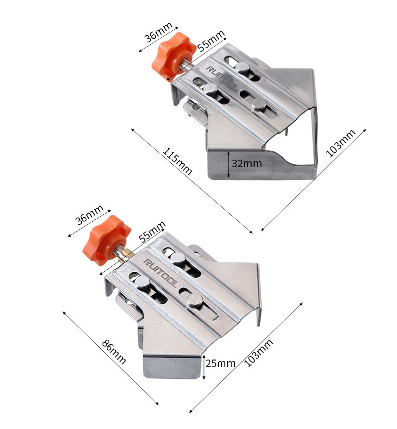 Stainless steel corner clamp side view